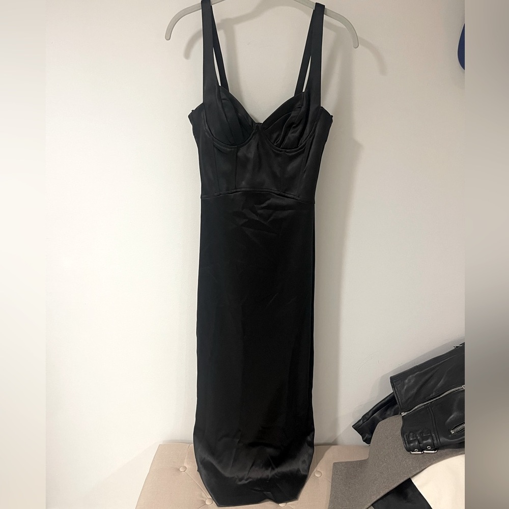 Corset Silk Black MIDI Dress